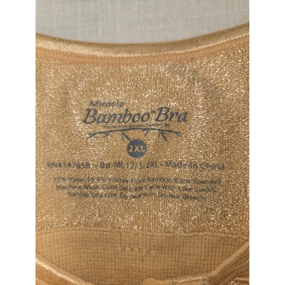 Miracle Bamboo Bra Women's 2XL Solid Beige Wire Free Front-Closure Comfort Nude - Picture 2 of 4